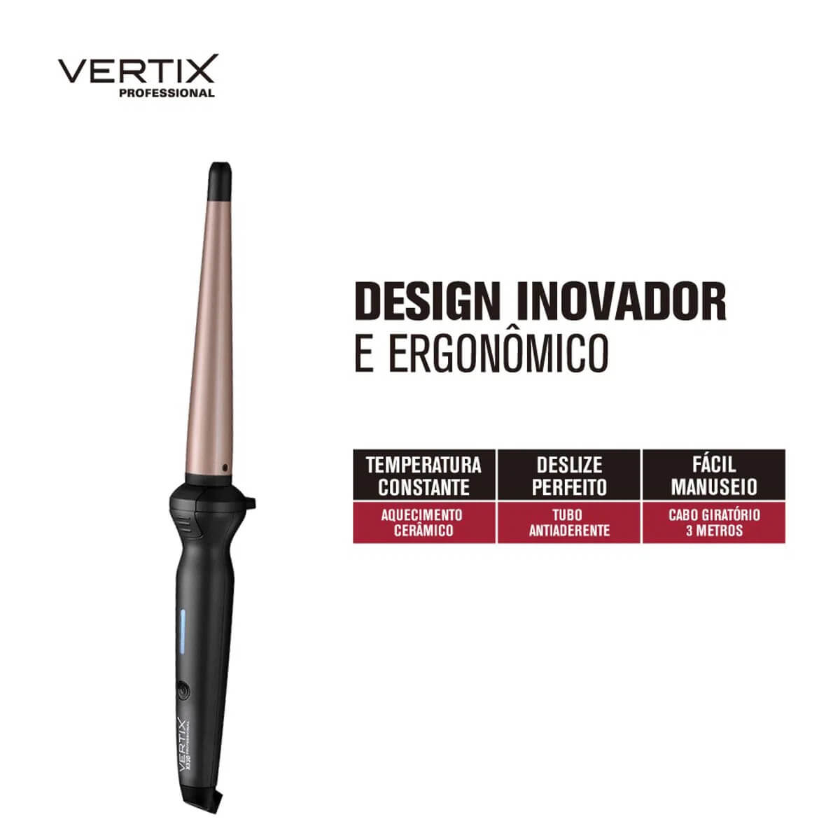 Modelador de Cabelos Profissional X330 Cônico Vertix Bivolt