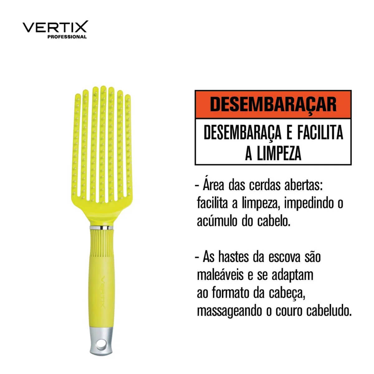 Escova de Cabelo Polvo Easy Clean Ref 1508 Vertix