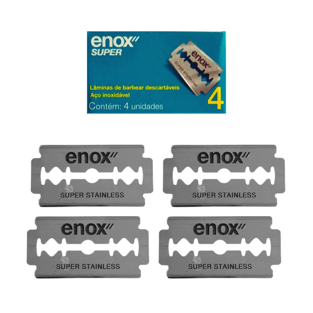Lâmina de Barbear Duplo Fio Enox Super Inox - 4 Unidades