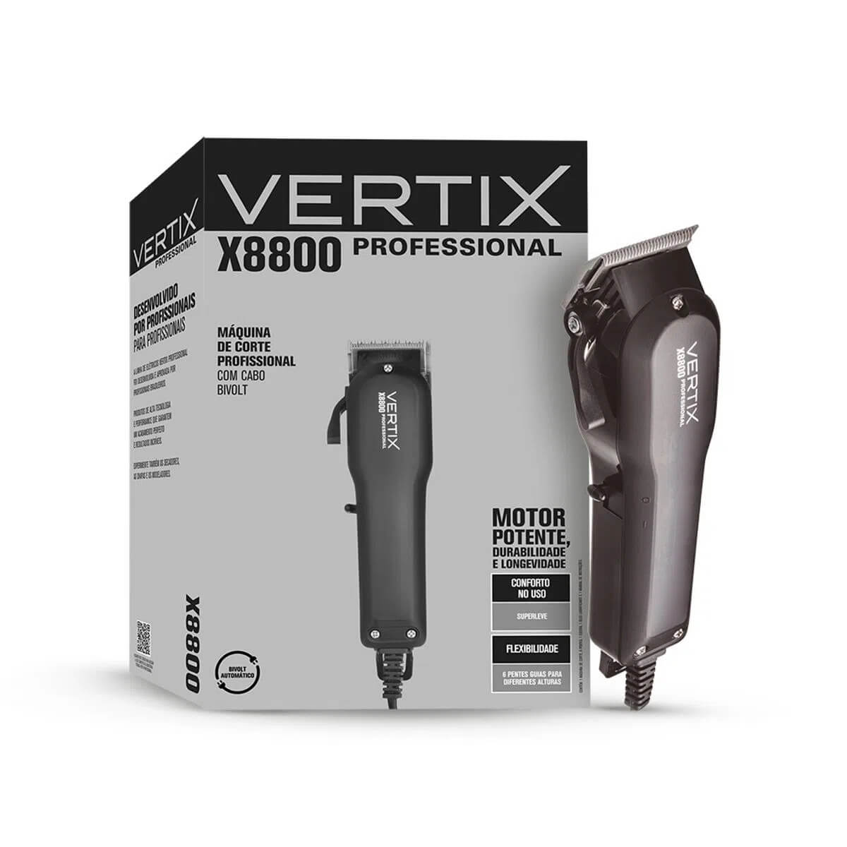 Máquina de Corte Vertix X8800 Profissional Cabo – 12.000 RPM Bivolt