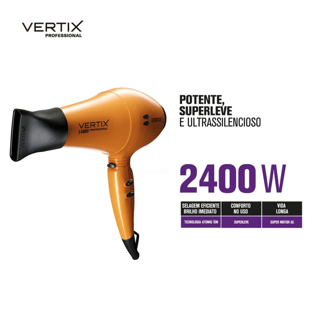 Secador de Cabelo Vertix L4000 Atomic Ion Profissional 2400W 220V – 3x Mais Íons